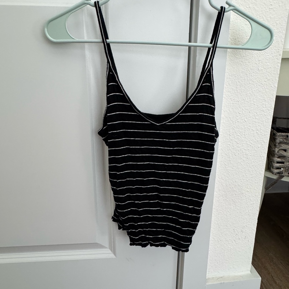 aerie Black and White Striped Spaghetti Strap Camisole